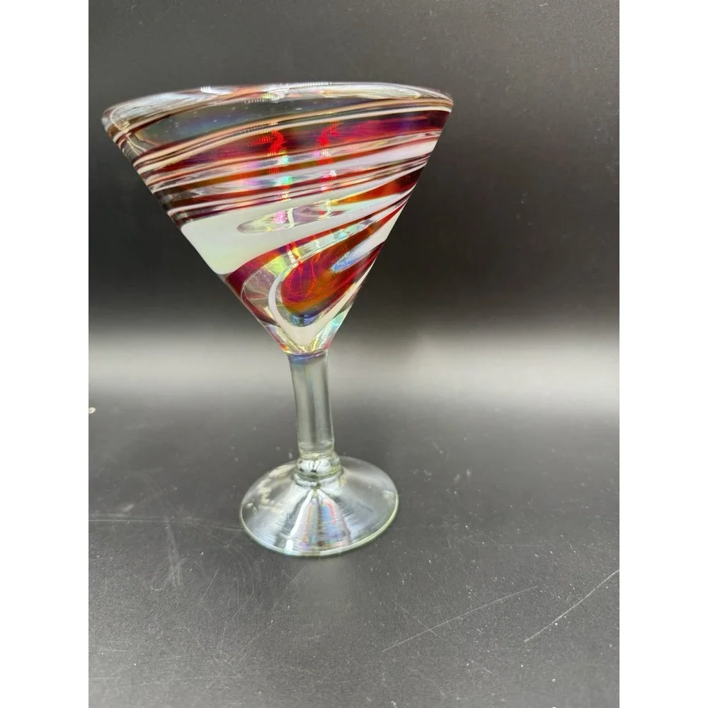 Hand Blown Pink White Orange Swirl Mexican Martini Glass – Recycled Art Glass
